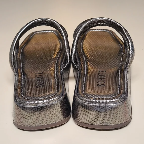 SCHUTZ Silver Slide Sandals with Modern Design - Picture 6 of 10